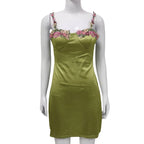 Embroidered Strappy Dress with Lace Details