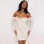 Chiffon Strapless Long-Sleeve Dress with a One-Shoulder Cut