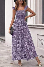 Floral Dress with a Square Neck