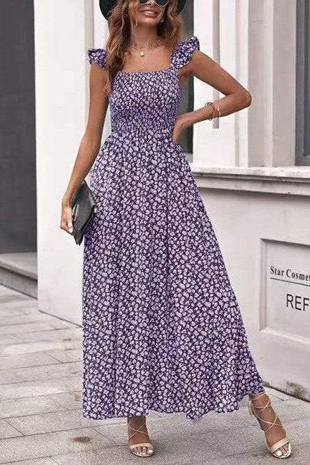 Floral Dress with a Square Neck