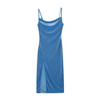 Velvet Midi Dress with a Split Detail
