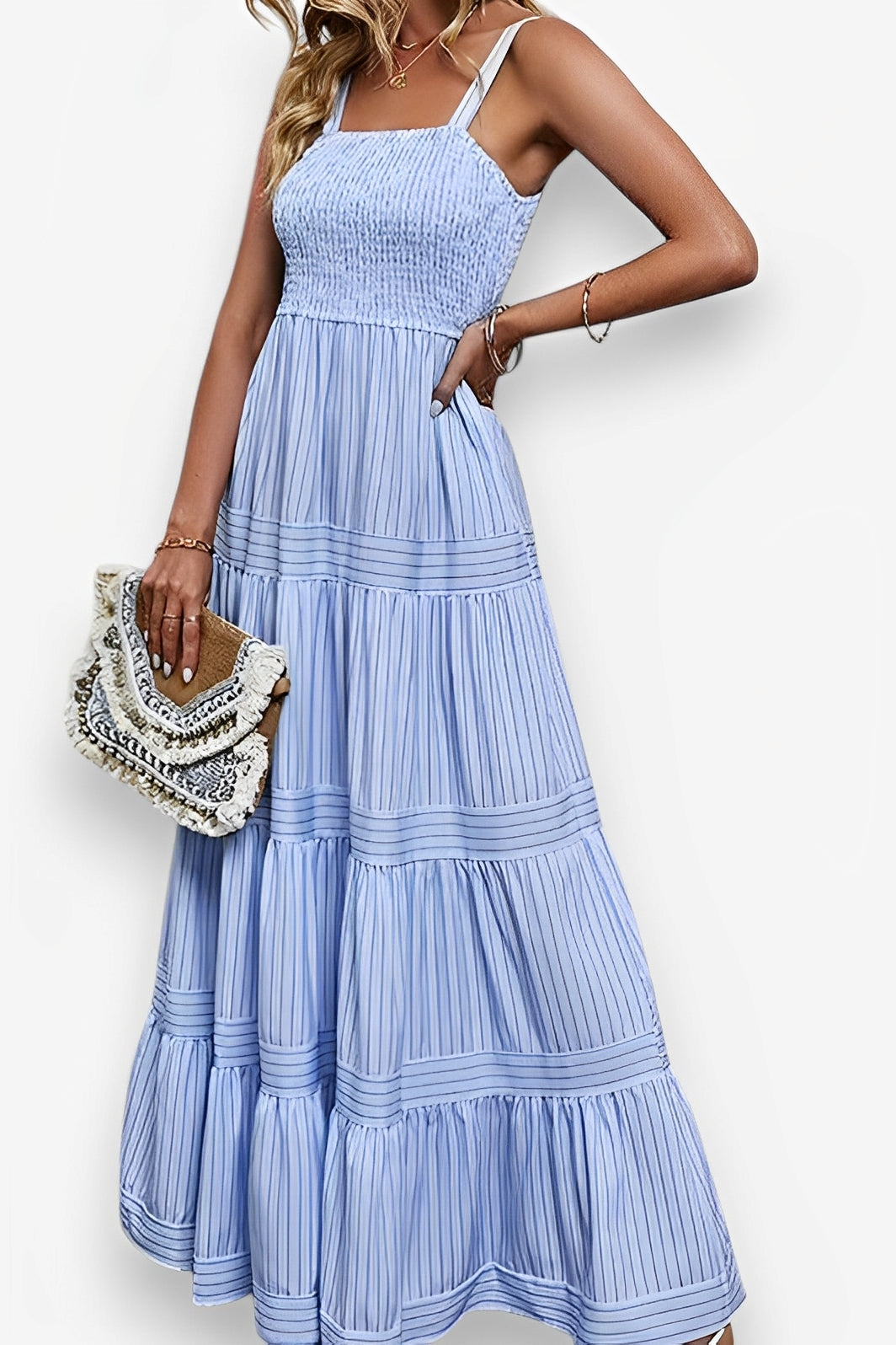 Striped Sleeveless Maxi Dress