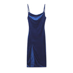 Velvet Midi Dress with a Split Detail