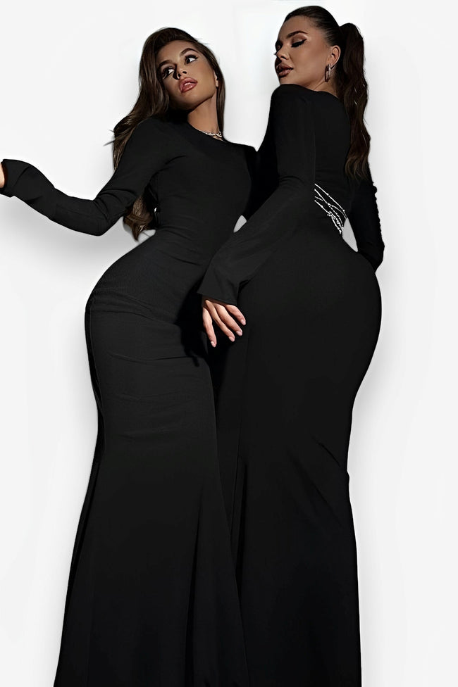 Long-Sleeve Long Dress with a Round Neck Main image