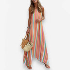Striped Strappy Boho Long Dress