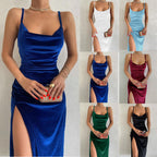 Velvet Midi Dress with a Split Detail