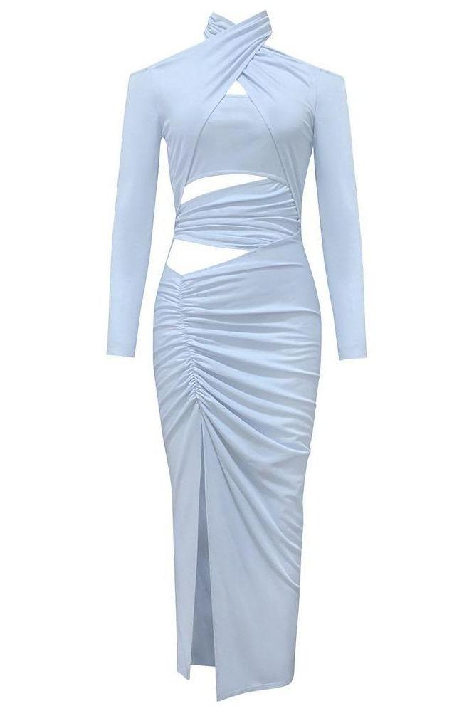 Fitted Slit-Detail Retro Dress