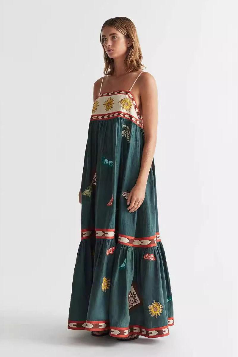 Sleeveless Printed Long Dress