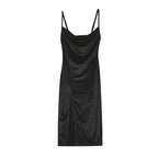 Velvet Midi Dress with a Split Detail