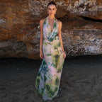 Open-Back Maxi Dress with a Halter Neck