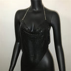Open-Back Halter Top with Sequin Detail