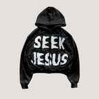 Lettered Hooded Hoodie with a Front Zip