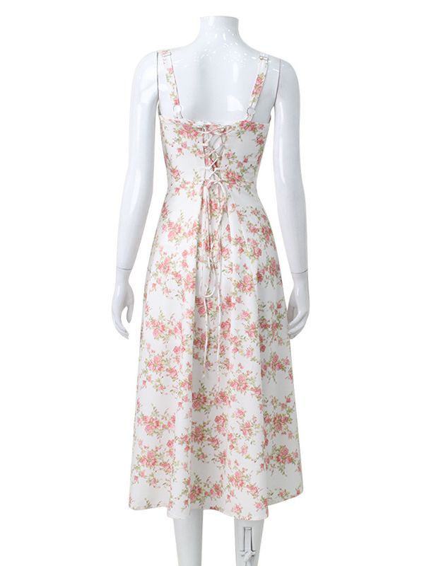 Floral Square-Neck Spaghetti-Strap Maxi Dress