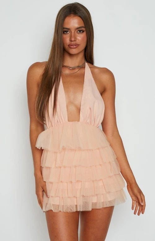 Open-Back Halterneck Mini Dress