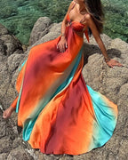 Star-Print Smocked Maxi Dress