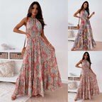 Floral Boho Dress with an Open Back