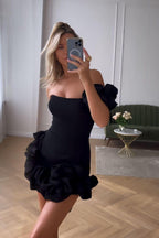 One-Shoulder Dress with Ruffle Details