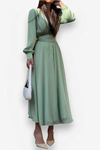 V-Neck High-Rise Fitted Dress