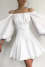 Puff-Sleeve Dress with a One-Shoulder Cut