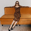 Leopard-Print Bodycon Maxi Dress with a Square Neck