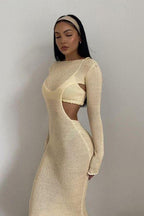 Long-Sleeve Two-Piece Set with an Open Back