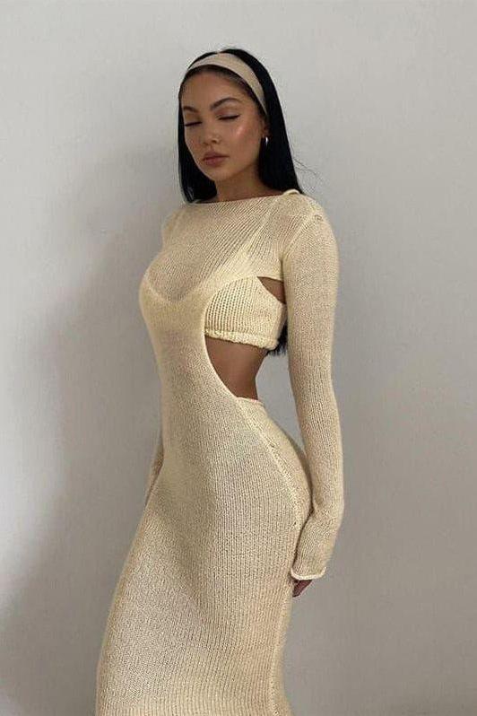 Long-Sleeve Two-Piece Set with an Open Back