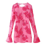 Floral Embroidered Bell-Sleeve Mini Dress