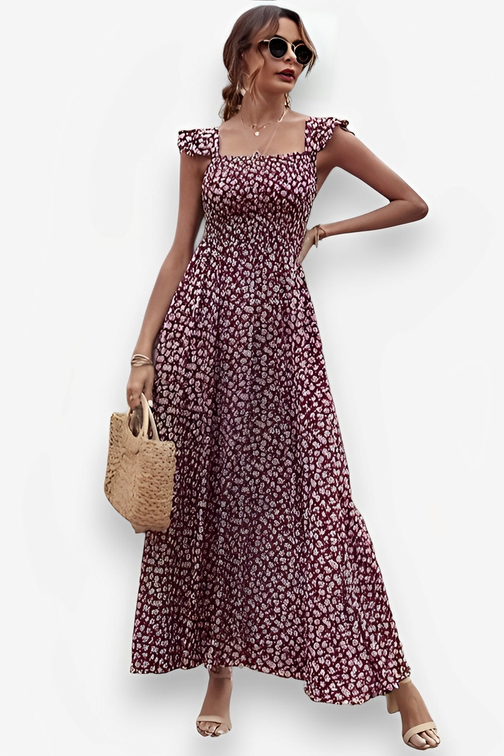 Floral Dress with a Square Neck