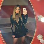 Rhinestone Bodycon Mesh Dress