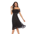 Lace Evening Dress with Scalloped Edges