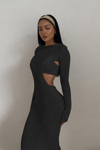 Long-Sleeve Two-Piece Set with an Open Back