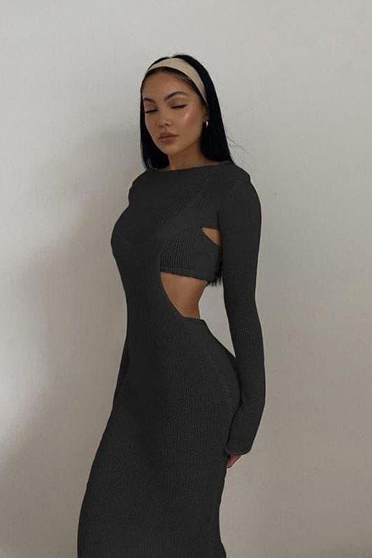 Long-Sleeve Two-Piece Set with an Open Back