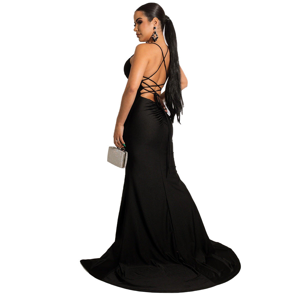 Evening Dress with Lace-Up Details