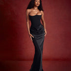 Satin Strapless Pleated Dress