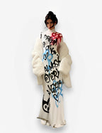Graffiti-Print Fitted Long-Sleeve Cover-Up
