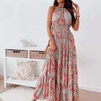 Floral Boho Dress with an Open Back