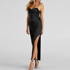 Satin Dress with a Split Detail