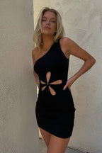 Mid-Rise Sleeveless Dress with a One-Shoulder Cut
