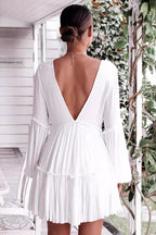 Plunging-V Long-Sleeve Dress