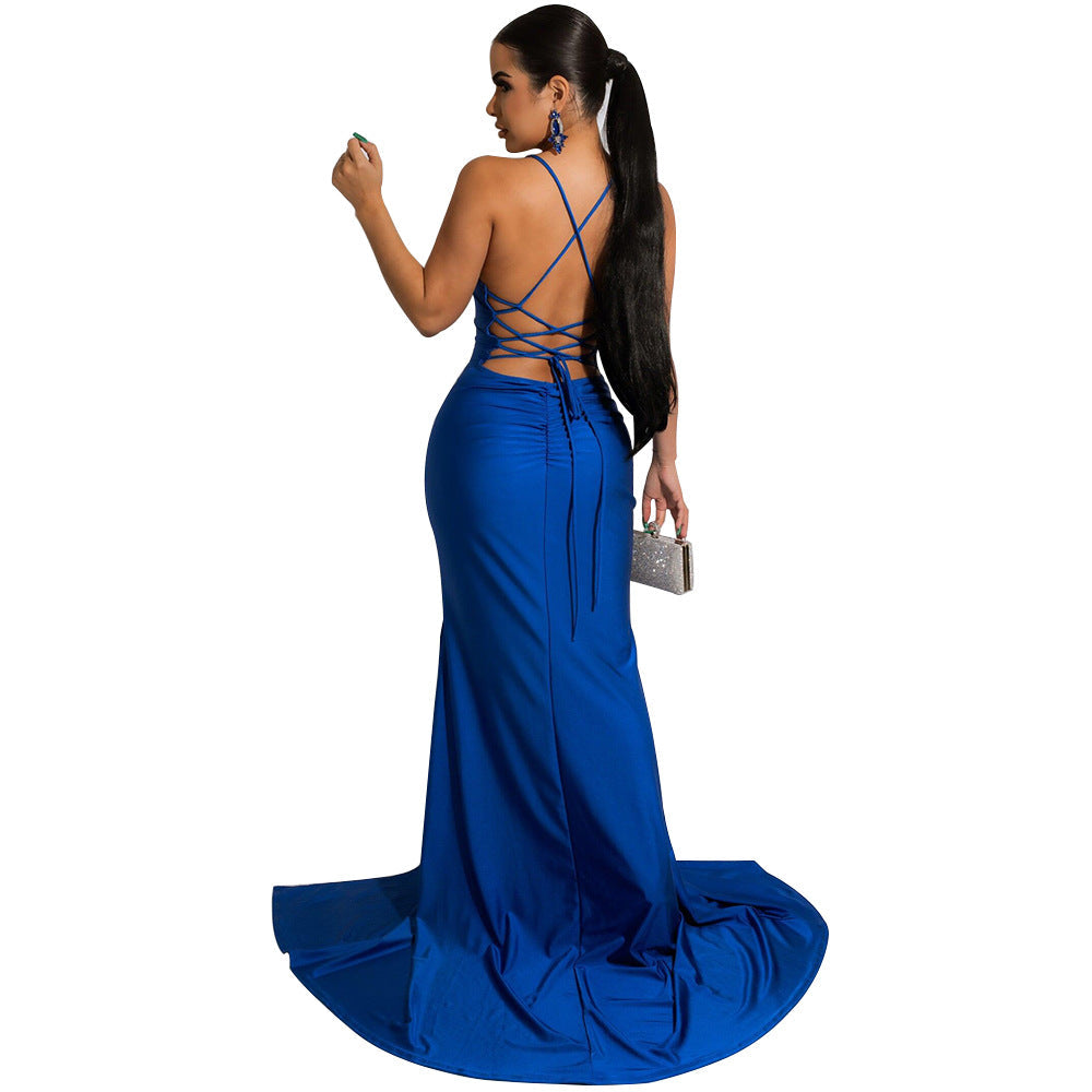 Evening Dress with Lace-Up Details