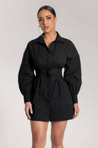 Long-Sleeve Dress with a Waist Tie