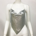 Open-Back Halter Top with Sequin Detail
