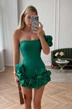 One-Shoulder Dress with Ruffle Details