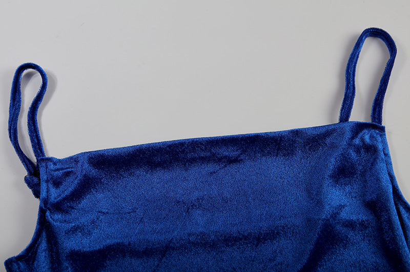 Velvet Midi Dress with a Split Detail