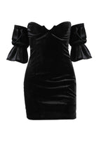 Velvet Corset-Style Dress with an Off-Shoulder Neck