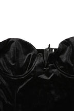 Velvet Corset-Style Dress with an Off-Shoulder Neck