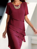 Chiffon Dress with Pleat Details