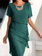 Chiffon Dress with Pleat Details