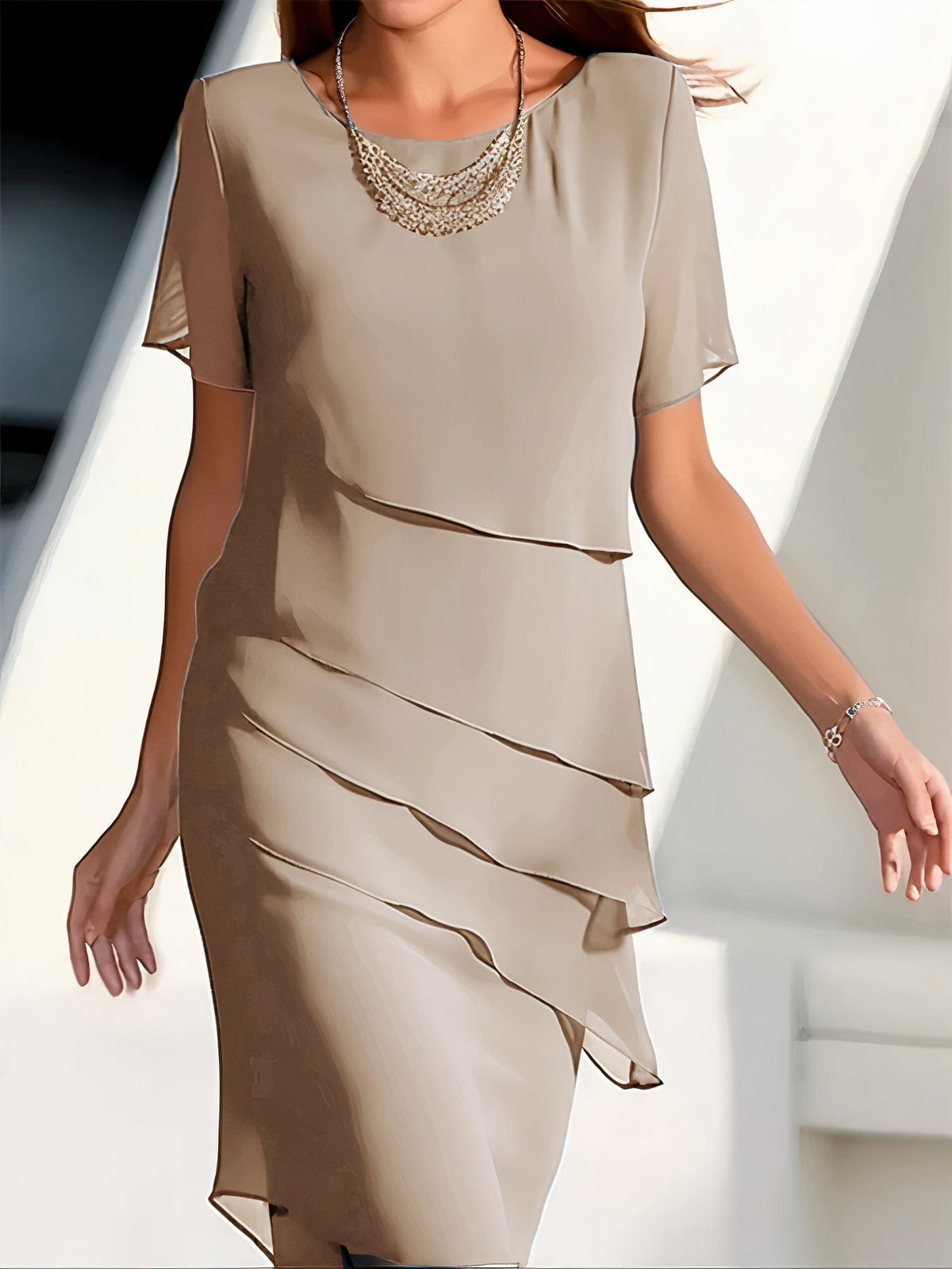 Chiffon Dress with Pleat Details
