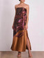Floral Contrast-Detail Maxi Dress with an Off-Shoulder Neck